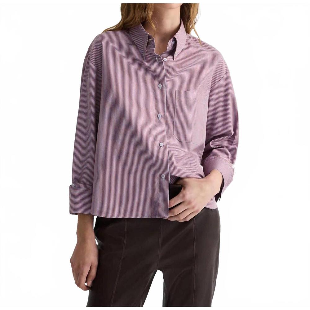 NEW TWP j.d. shirt in rust/blue stripe